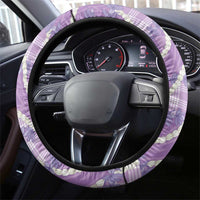 Purple Hawaii Palaka Honohono Pikake Steering Wheel Cover Hawaiian Orchid Lei Polynesian Pattern LT14 - Polynesian Pride