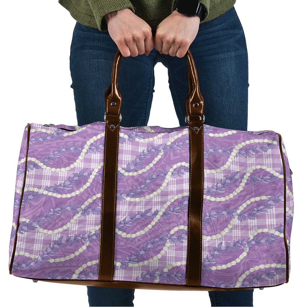 Purple Hawaii Palaka Honohono Pikake Travel Bag Hawaiian Orchid Lei Polynesian Pattern LT14 Purple - Polynesian Pride