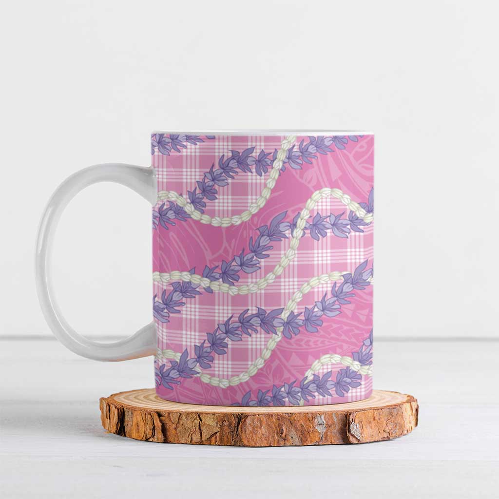 Pink Hawaii Palaka Honohono Pikake Ceramic Mug Hawaiian Orchid Lei Polynesian Pattern LT14 Pink - Polynesian Pride