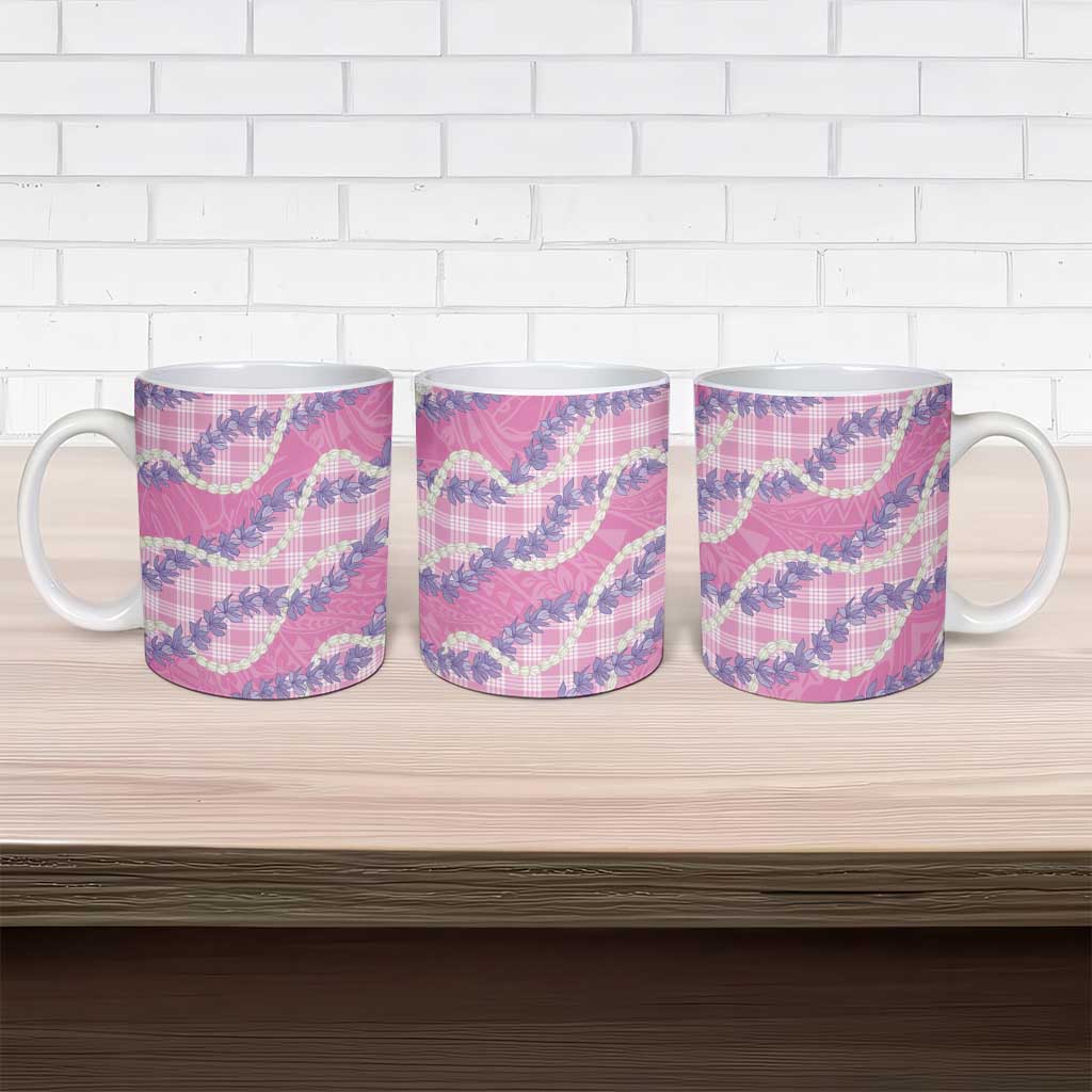 Pink Hawaii Palaka Honohono Pikake Ceramic Mug Hawaiian Orchid Lei Polynesian Pattern LT14 - Polynesian Pride