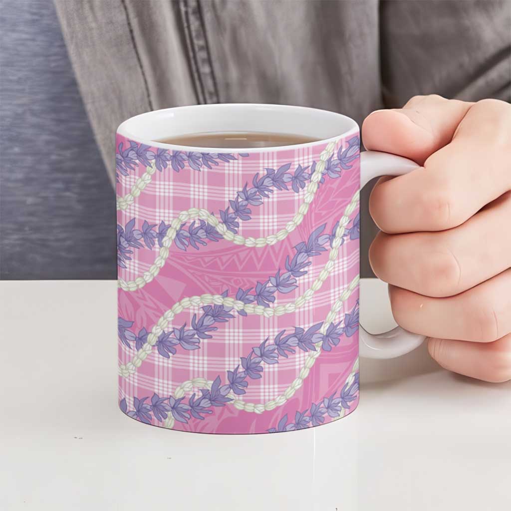 Pink Hawaii Palaka Honohono Pikake Ceramic Mug Hawaiian Orchid Lei Polynesian Pattern LT14 - Polynesian Pride