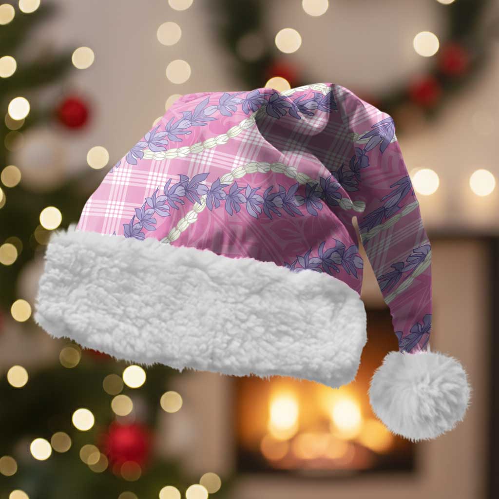 Pink Hawaii Palaka Honohono Pikake Christmas Santa Hat Hawaiian Orchid Lei Polynesian Pattern LT14 With Fur Pink - Polynesian Pride
