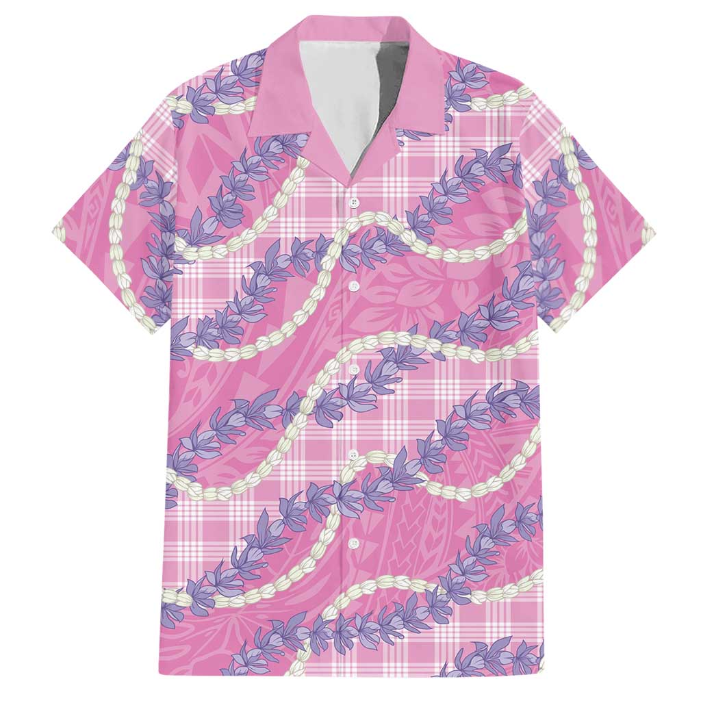 Pink Hawaii Palaka Honohono Pikake Hawaiian Shirt Hawaiian Orchid Lei Polynesian Pattern LT14 Pink - Polynesian Pride