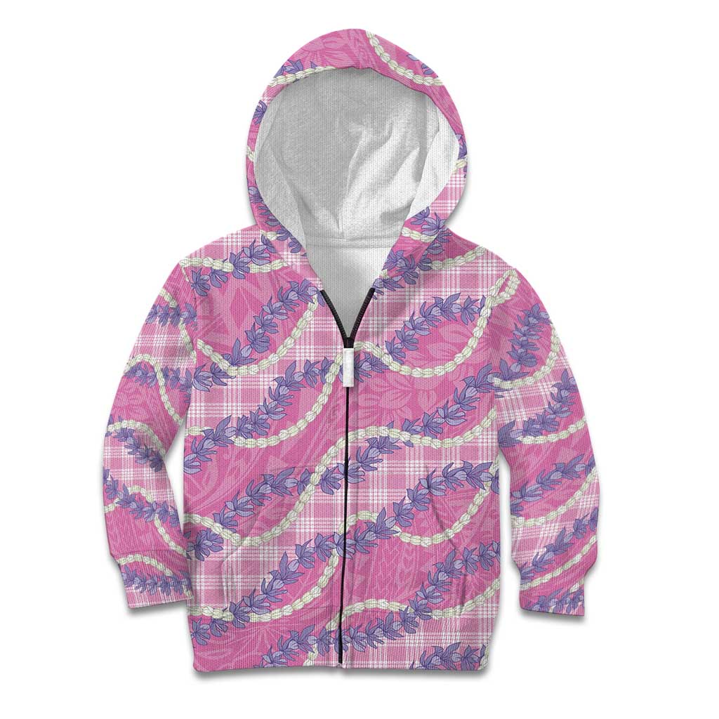 Pink Hawaii Palaka - Honohono Pikake Kid Hoodie - Hawaiian Orchid Lei Polynesian Pattern LT14 Zip Hoodie Pink - Polynesian Pride