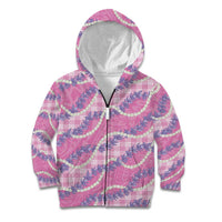 Pink Hawaii Palaka - Honohono Pikake Kid Hoodie - Hawaiian Orchid Lei Polynesian Pattern LT14 Zip Hoodie Pink - Polynesian Pride