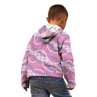 Pink Hawaii Palaka - Honohono Pikake Kid Hoodie - Hawaiian Orchid Lei Polynesian Pattern LT14 - Polynesian Pride