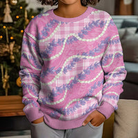 Pink Hawaii Palaka Honohono Pikake Kid Ugly Christmas Sweater Hawaiian Orchid Lei Polynesian Pattern LT14 - Polynesian Pride