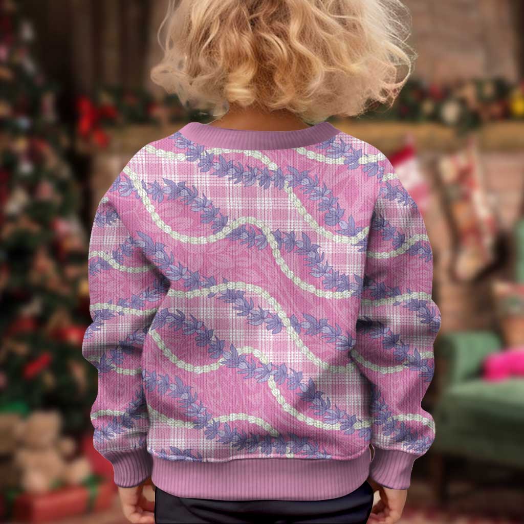 Pink Hawaii Palaka Honohono Pikake Kid Ugly Christmas Sweater Hawaiian Orchid Lei Polynesian Pattern LT14 - Polynesian Pride