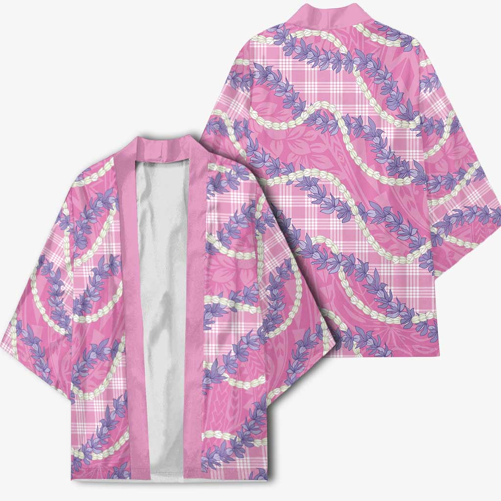 Pink Hawaii Palaka Honohono Pikake Kimono Hawaiian Orchid Lei Polynesian Pattern LT14 - Polynesian Pride