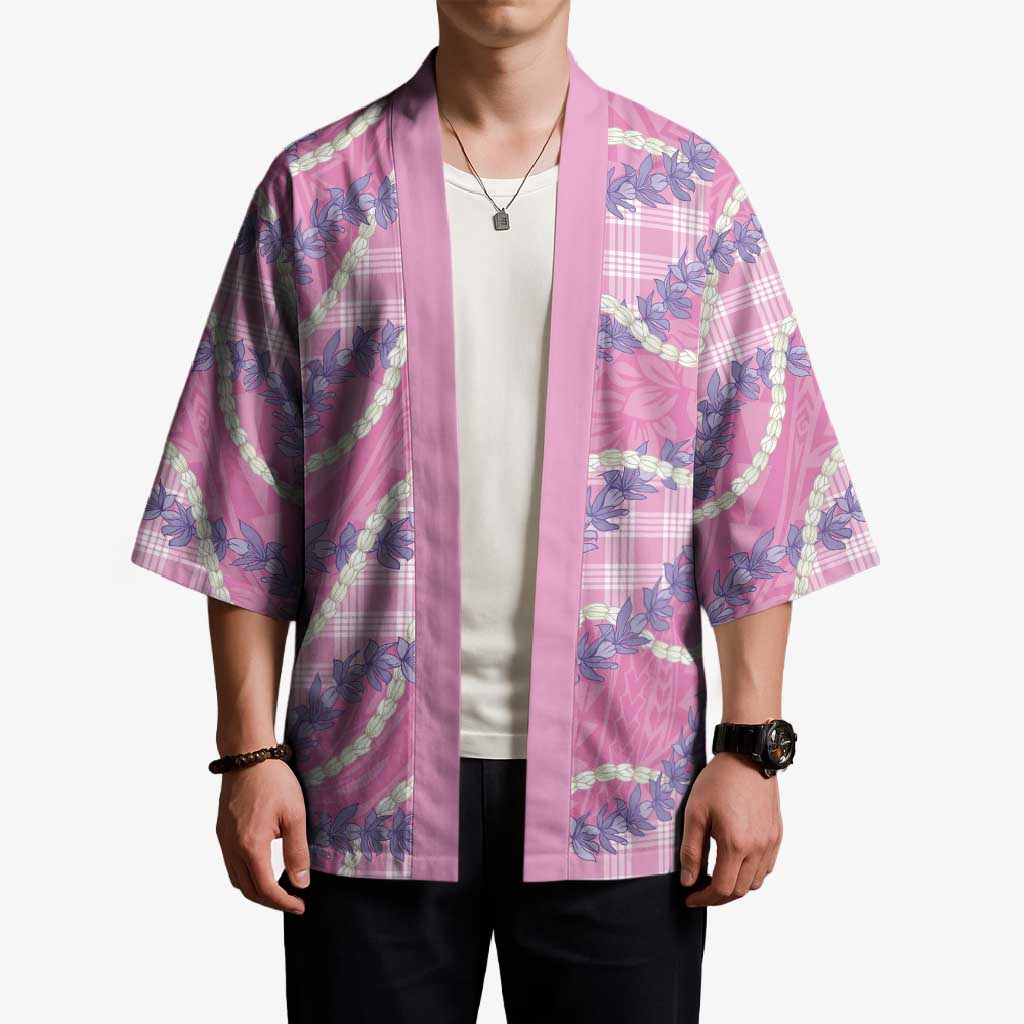 Pink Hawaii Palaka Honohono Pikake Kimono Hawaiian Orchid Lei Polynesian Pattern LT14 - Polynesian Pride