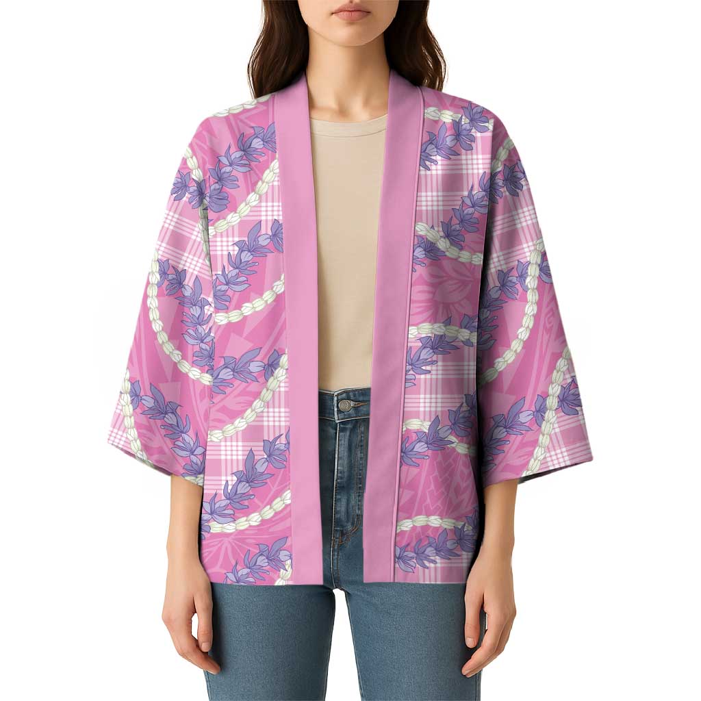 Pink Hawaii Palaka Honohono Pikake Kimono Hawaiian Orchid Lei Polynesian Pattern LT14 - Polynesian Pride