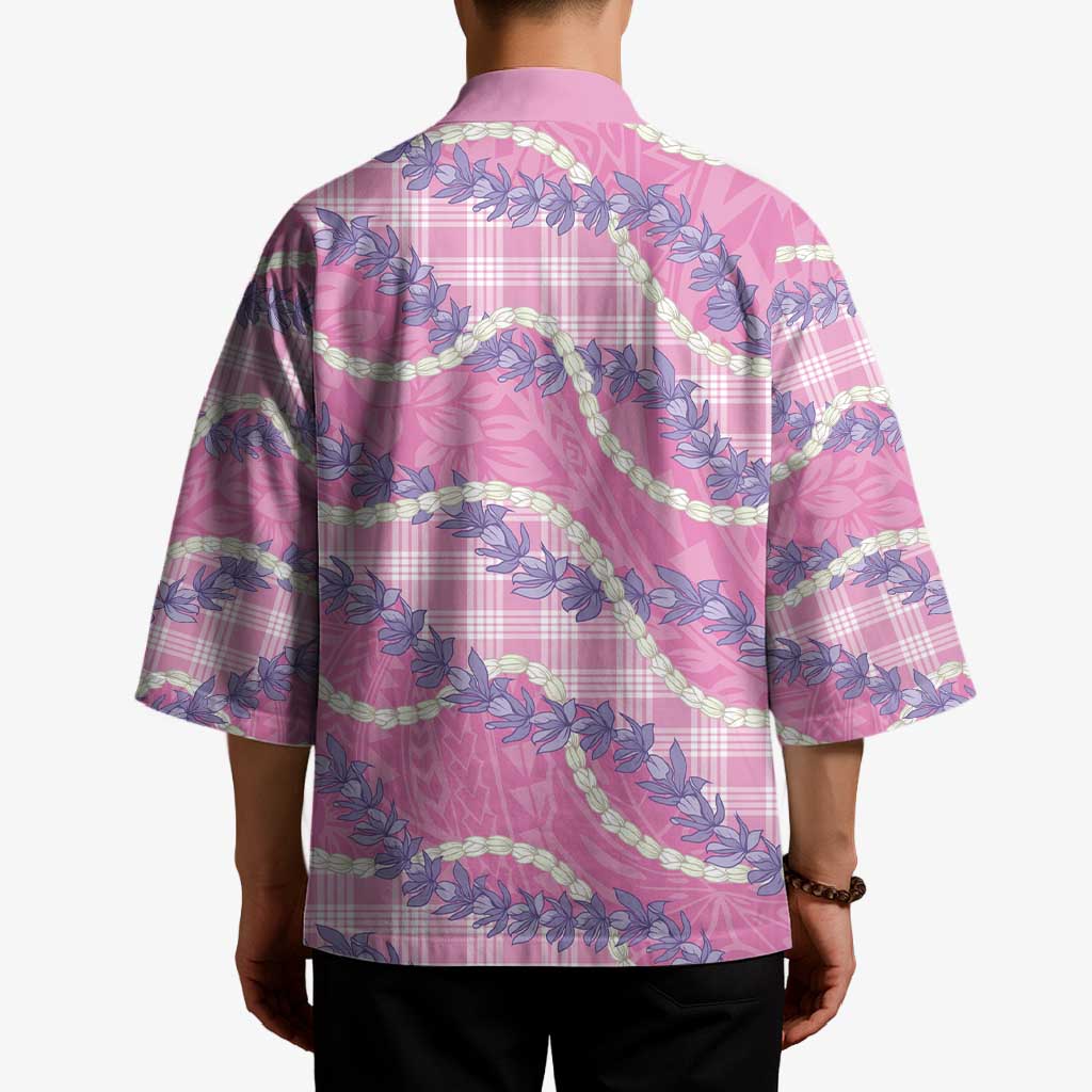 Pink Hawaii Palaka Honohono Pikake Kimono Hawaiian Orchid Lei Polynesian Pattern LT14 - Polynesian Pride