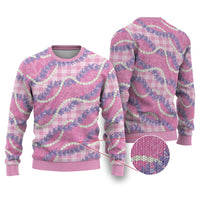 Pink Hawaii Palaka Honohono Pikake Ugly Christmas Sweater Hawaiian Orchid Lei Polynesian Pattern LT14 Pink - Polynesian Pride