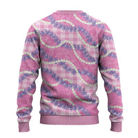 Pink Hawaii Palaka Honohono Pikake Ugly Christmas Sweater Hawaiian Orchid Lei Polynesian Pattern LT14 - Polynesian Pride