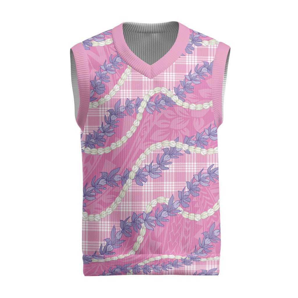 Pink Hawaii Palaka Honohono Pikake Christmas Knitted V-Neck Vest Hawaiian Orchid Lei Polynesian Pattern LT14 Pink - Polynesian Pride