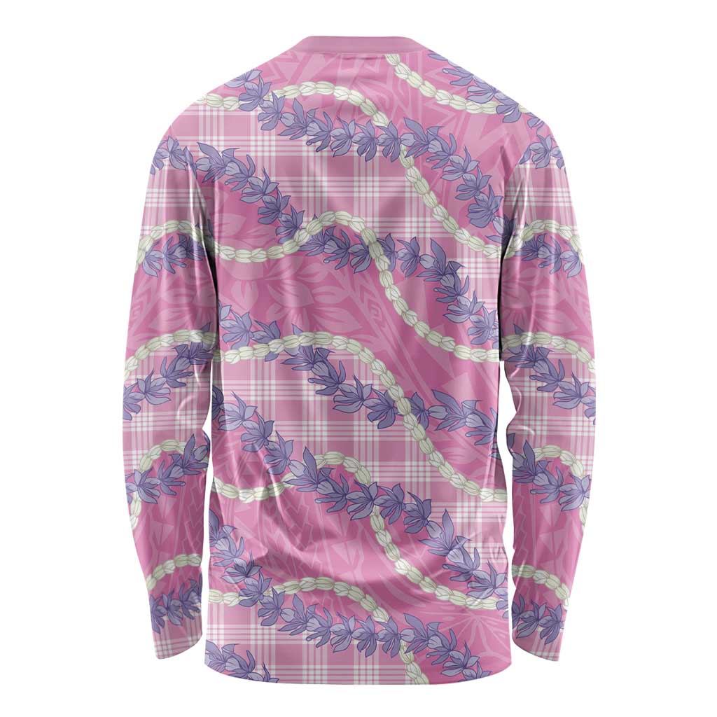 Pink Hawaii Palaka Honohono Pikake Long Sleeve Shirt Hawaiian Orchid Lei Polynesian Pattern LT14 - Polynesian Pride