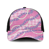 Pink Hawaii Palaka Honohono Pikake Mesh Trucker Cap Hawaiian Orchid Lei Polynesian Pattern LT14 One Size Black Pink - Polynesian Pride