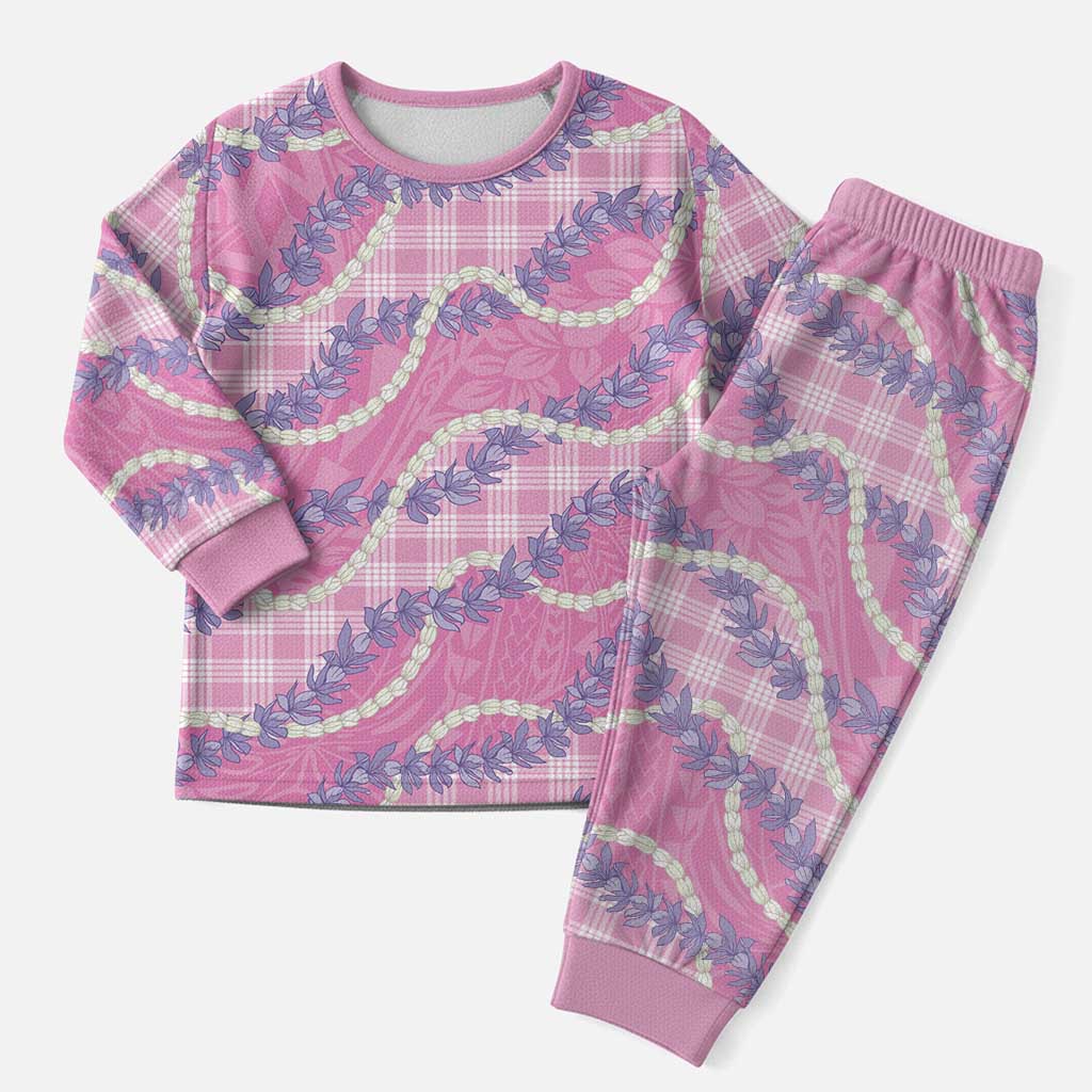 Pink Hawaii Palaka Honohono Pikake Christmas Pajama Set Hawaiian Orchid Lei Polynesian Pattern LT14 Men Pink - Polynesian Pride
