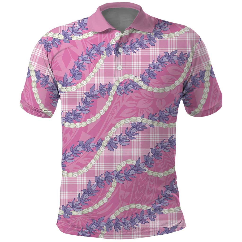 Pink Hawaii Palaka Honohono Pikake Polo Shirt Hawaiian Orchid Lei Polynesian Pattern LT14 Pink - Polynesian Pride