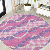 Pink Hawaii Palaka Honohono Pikake Round Carpet Hawaiian Orchid Lei Polynesian Pattern LT14 Pink - Polynesian Pride