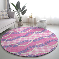 Pink Hawaii Palaka Honohono Pikake Round Carpet Hawaiian Orchid Lei Polynesian Pattern LT14 - Polynesian Pride
