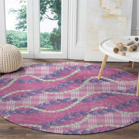 Pink Hawaii Palaka Honohono Pikake Round Carpet Hawaiian Orchid Lei Polynesian Pattern LT14 - Polynesian Pride