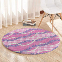 Pink Hawaii Palaka Honohono Pikake Round Carpet Hawaiian Orchid Lei Polynesian Pattern LT14 - Polynesian Pride