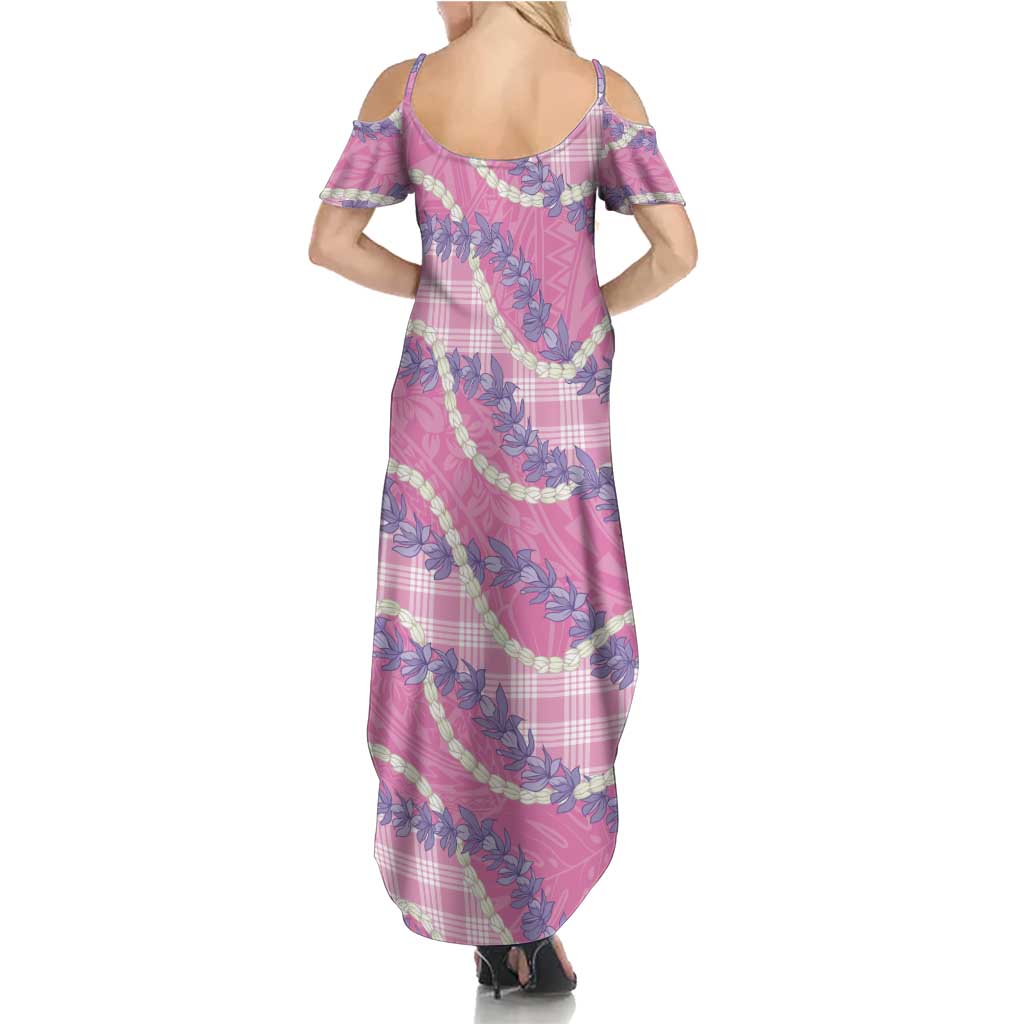Pink Hawaii Palaka Honohono Pikake Summer Maxi Dress Hawaiian Orchid Lei Polynesian Pattern LT14 - Polynesian Pride