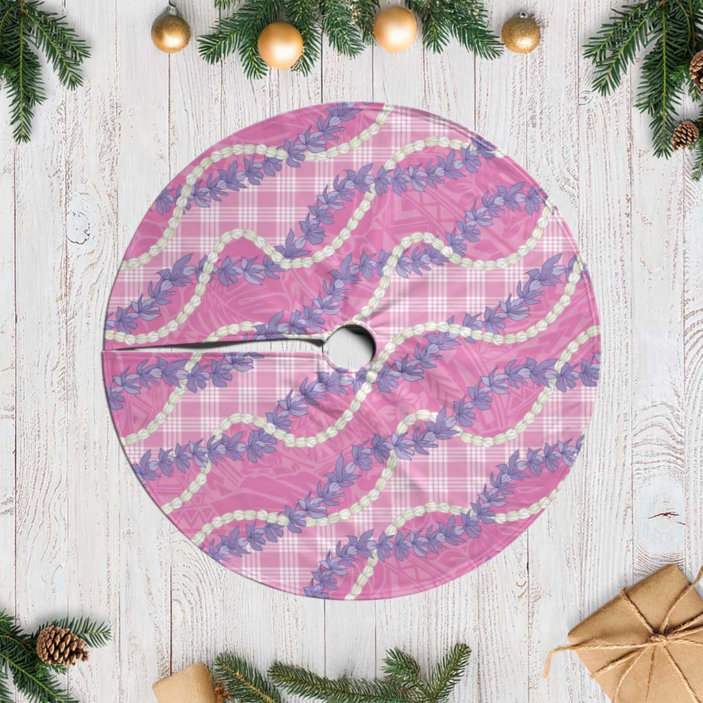 Pink Hawaii Palaka Honohono Pikake Tree Skirt Hawaiian Orchid Lei Polynesian Pattern LT14 Casual Pink - Polynesian Pride