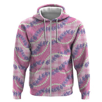 Pink Hawaii Palaka Honohono Pikake Zip Hoodie Hawaiian Orchid Lei Polynesian Pattern LT14 Zip Hoodie Pink - Polynesian Pride