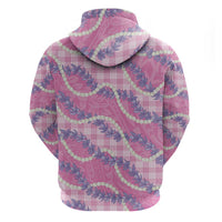 Pink Hawaii Palaka Honohono Pikake Zip Hoodie Hawaiian Orchid Lei Polynesian Pattern LT14 - Polynesian Pride