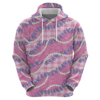 Pink Hawaii Palaka Honohono Pikake Zip Hoodie Hawaiian Orchid Lei Polynesian Pattern LT14 - Polynesian Pride
