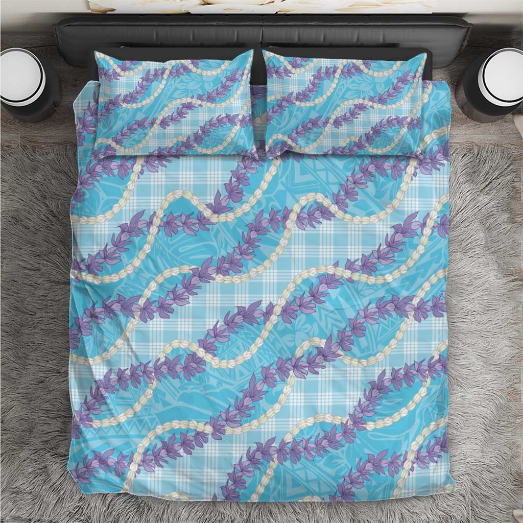 Blue Hawaii Palaka Honohono Pikake Bedding Set Hawaiian Orchid Lei Polynesian Pattern LT14 Blue - Polynesian Pride