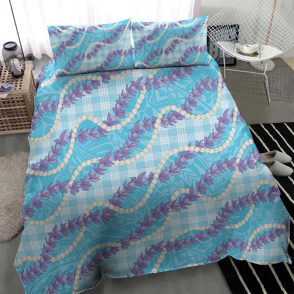 Blue Hawaii Palaka Honohono Pikake Bedding Set Hawaiian Orchid Lei Polynesian Pattern LT14 - Polynesian Pride