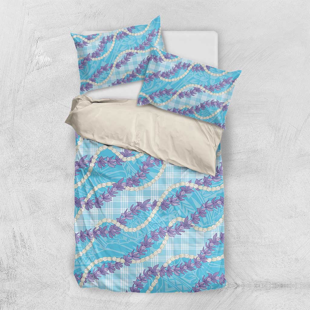 Blue Hawaii Palaka Honohono Pikake Bedding Set Hawaiian Orchid Lei Polynesian Pattern LT14 US Twin 172cm x 218cm Blue - Polynesian Pride