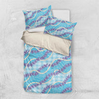 Blue Hawaii Palaka Honohono Pikake Bedding Set Hawaiian Orchid Lei Polynesian Pattern LT14 US Twin 172cm x 218cm Blue - Polynesian Pride