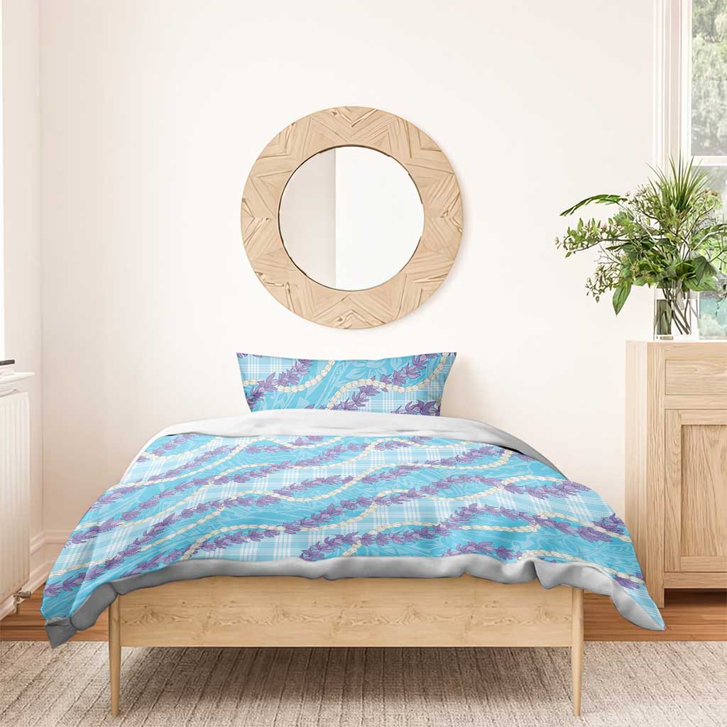 Blue Hawaii Palaka Honohono Pikake Bedding Set Hawaiian Orchid Lei Polynesian Pattern LT14 - Polynesian Pride