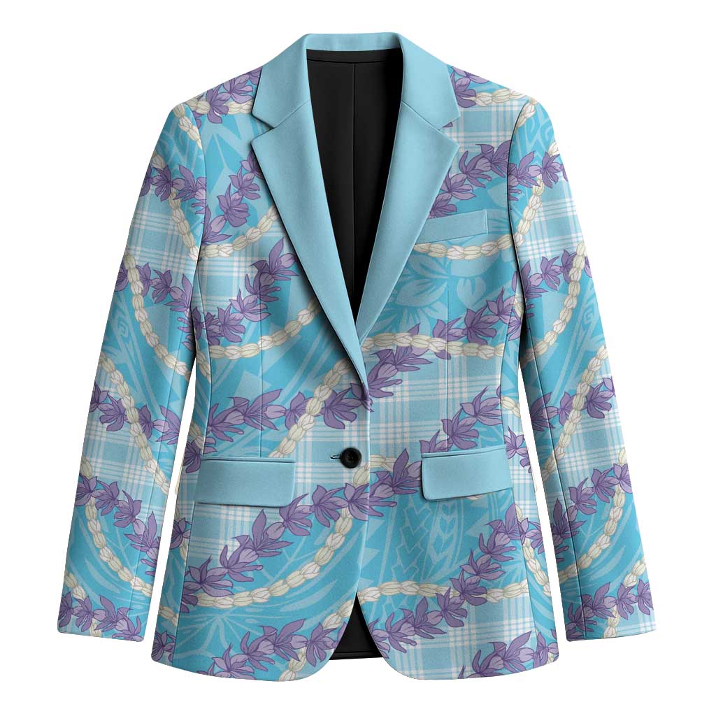 Blue Hawaii Palaka Honohono Pikake Blazer Hawaiian Orchid Lei Polynesian Pattern LT14 Unisex Blue - Polynesian Pride