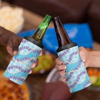 Blue Hawaii Palaka Honohono Pikake 4 in 1 Can Cooler Tumbler Hawaiian Orchid Lei Polynesian Pattern LT14 - Polynesian Pride
