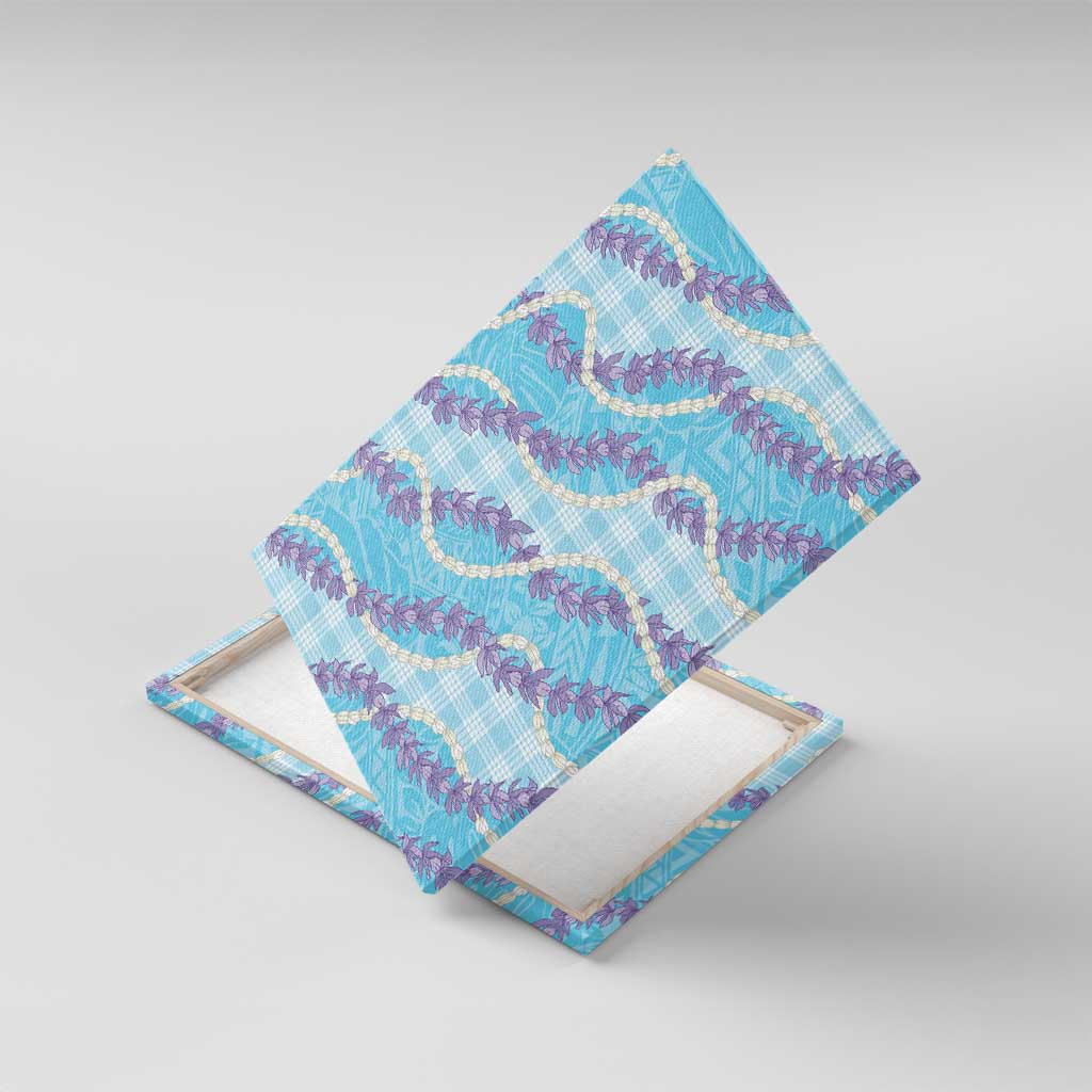 Blue Hawaii Palaka Honohono Pikake Canvas Wall Art Hawaiian Orchid Lei Polynesian Pattern LT14 With Frame Blue - Polynesian Pride