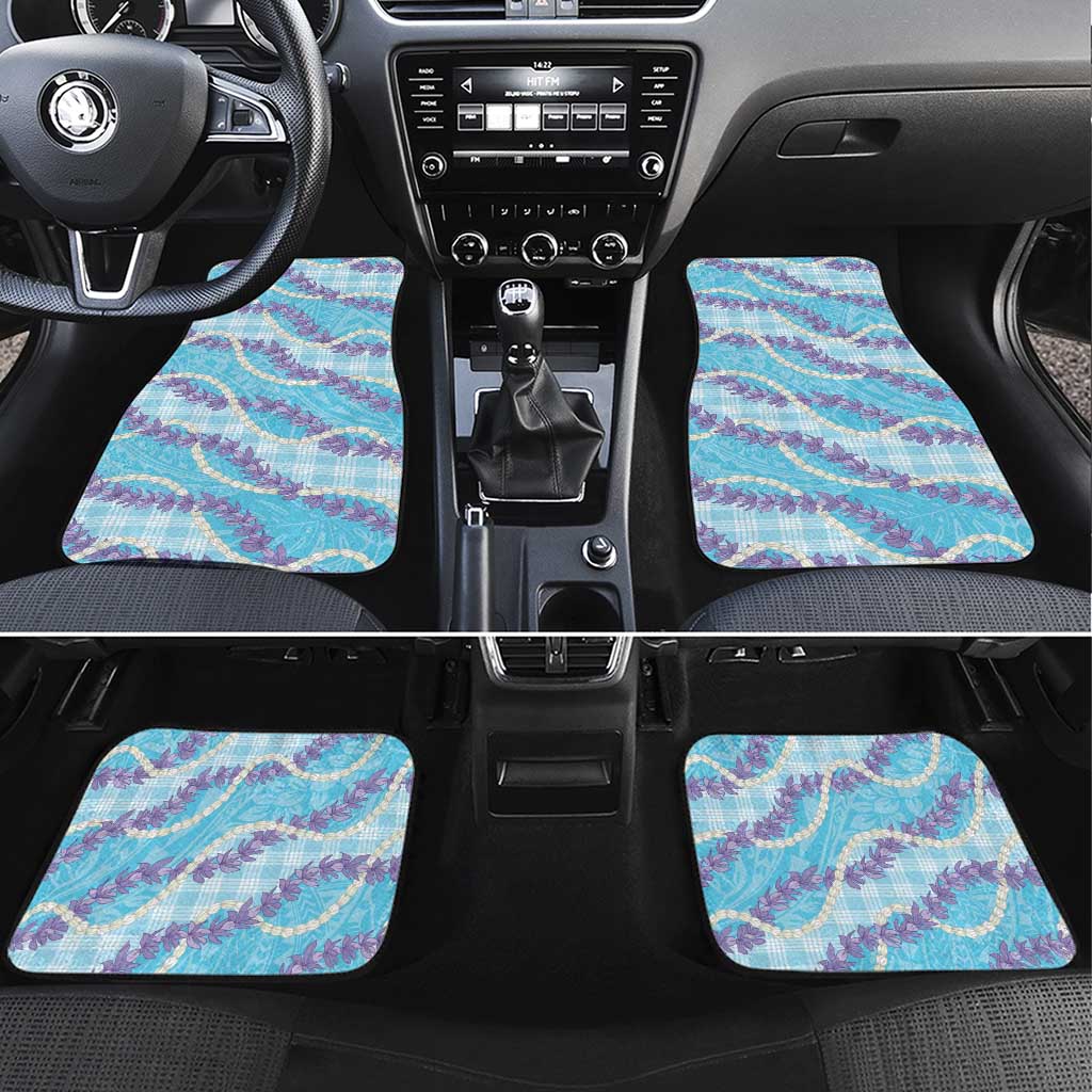 Blue Hawaii Palaka Honohono Pikake Car Mats Hawaiian Orchid Lei Polynesian Pattern LT14 Set 4pcs Blue - Polynesian Pride