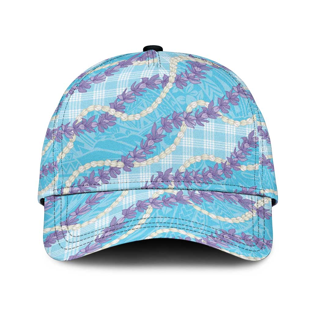 Blue Hawaii Palaka Honohono Pikake Classic Cap Hawaiian Orchid Lei Polynesian Pattern LT14 Universal Fit Blue - Polynesian Pride