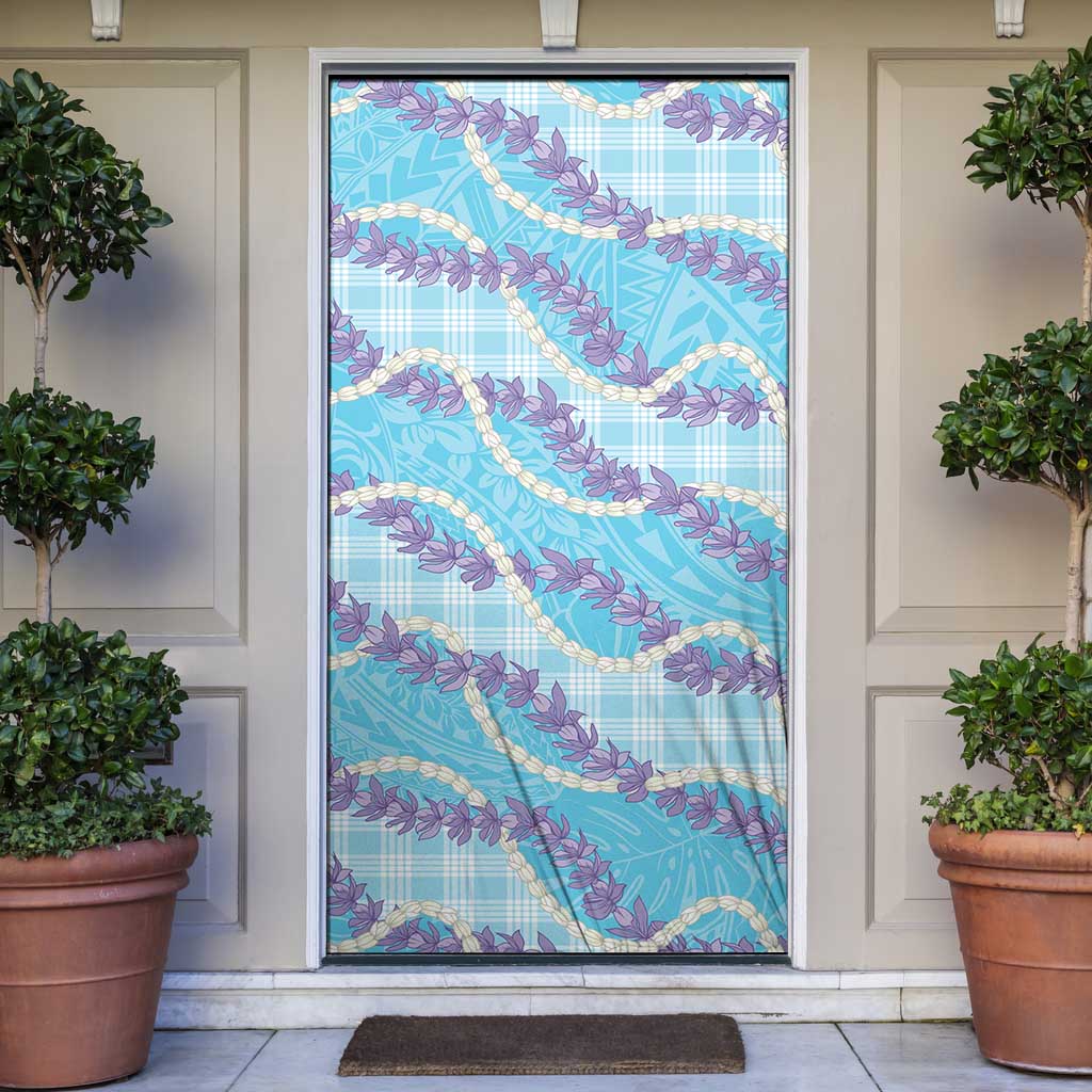 Blue Hawaii Palaka Honohono Pikake Door Cover Hawaiian Orchid Lei Polynesian Pattern LT14 Blue - Polynesian Pride