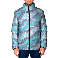 Blue Hawaii Palaka Honohono Pikake Padded Jacket Hawaiian Orchid Lei Polynesian Pattern LT14 Men Blue - Polynesian Pride