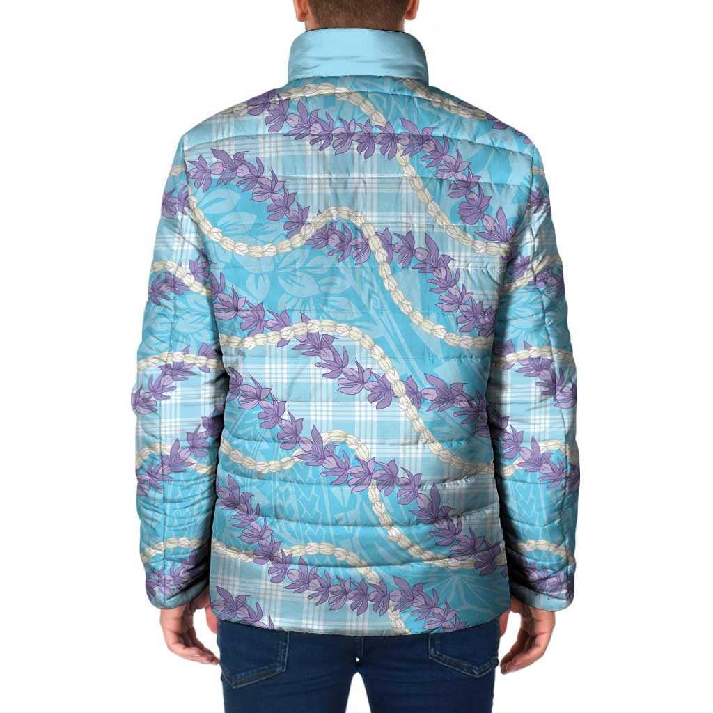 Blue Hawaii Palaka Honohono Pikake Padded Jacket Hawaiian Orchid Lei Polynesian Pattern LT14 - Polynesian Pride
