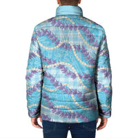 Blue Hawaii Palaka Honohono Pikake Padded Jacket Hawaiian Orchid Lei Polynesian Pattern LT14 - Polynesian Pride