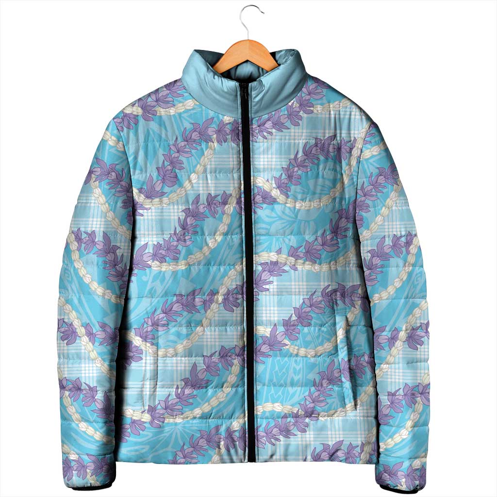 Blue Hawaii Palaka Honohono Pikake Padded Jacket Hawaiian Orchid Lei Polynesian Pattern LT14 - Polynesian Pride