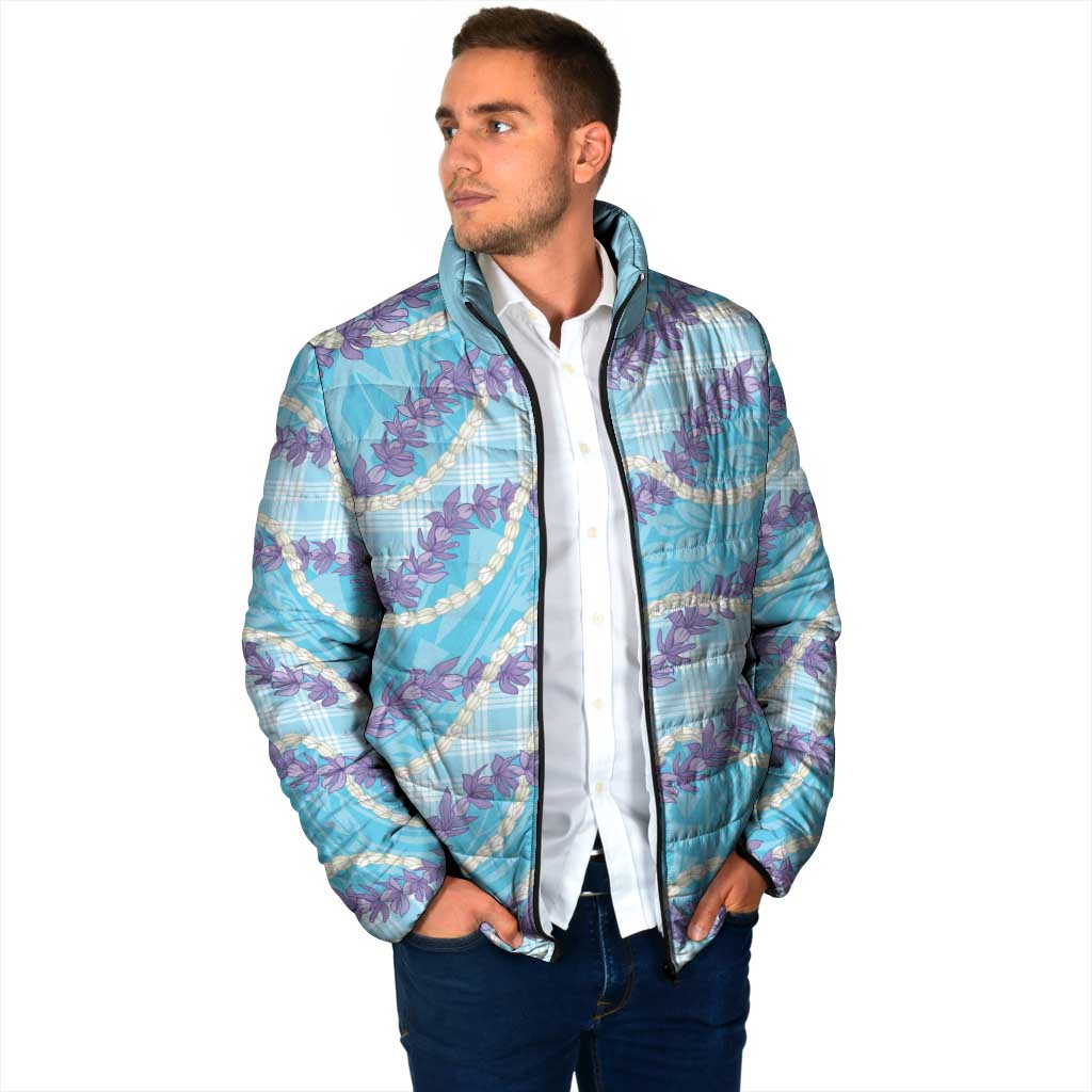 Blue Hawaii Palaka Honohono Pikake Padded Jacket Hawaiian Orchid Lei Polynesian Pattern LT14 - Polynesian Pride