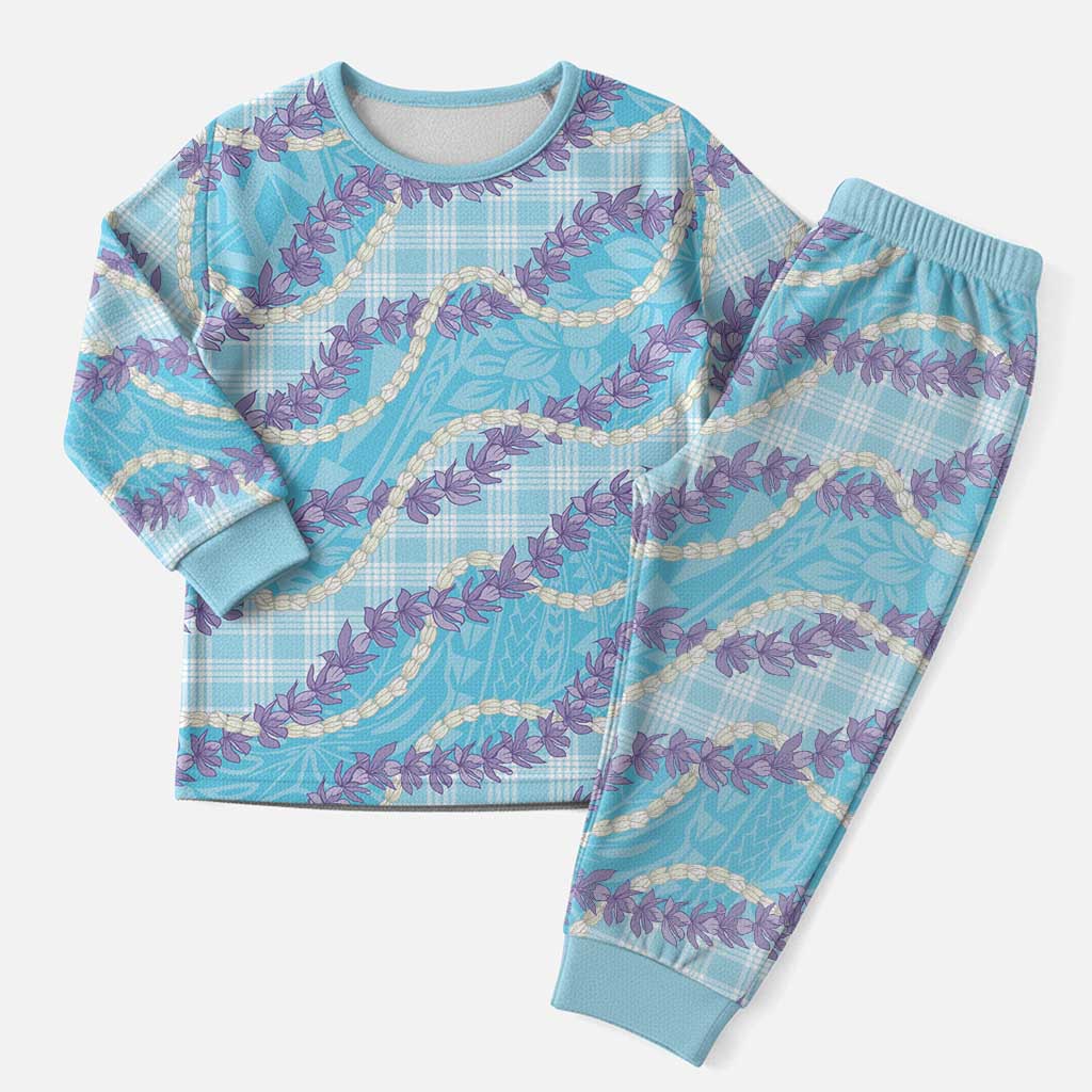 Blue Hawaii Palaka Honohono Pikake Christmas Pajama Set Hawaiian Orchid Lei Polynesian Pattern LT14 Men Blue - Polynesian Pride