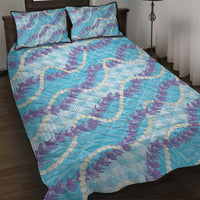 Blue Hawaii Palaka Honohono Pikake Quilt Bed Set Hawaiian Orchid Lei Polynesian Pattern LT14 Blue - Polynesian Pride